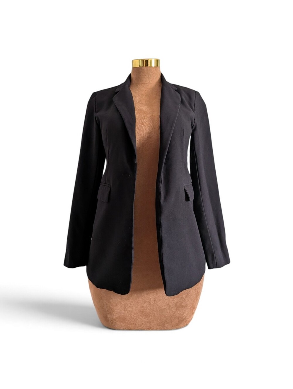 House of Harlow 1960 Black Gold Button Longline Blazer